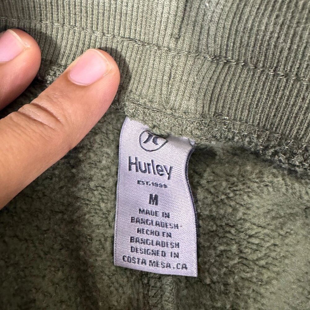 Hurley Jogger Pants Mens Olive Green Fleece Tapered Leg Elastic Waist Size M - Picture 13 of 16